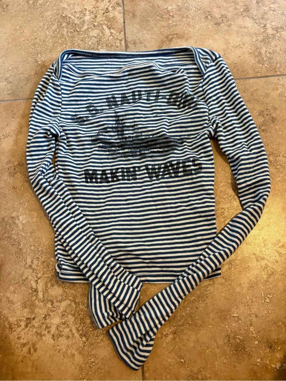 BDG Navy and White Striped Long Sleeve Tee